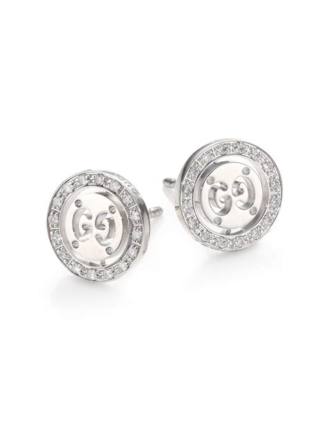 gold gucci earrings|Gucci white gold stud earrings.